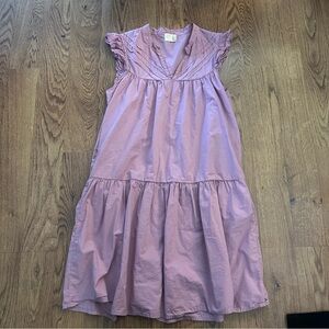 NATION LTD Charming Pink tiered  Dress size small unlined v neck cotton